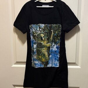 POL Black Tee with Koala Print
